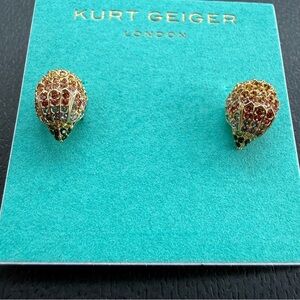 New small Kurt Geiger Multicolor Eagle Head Earrings Beautiful rhinestones